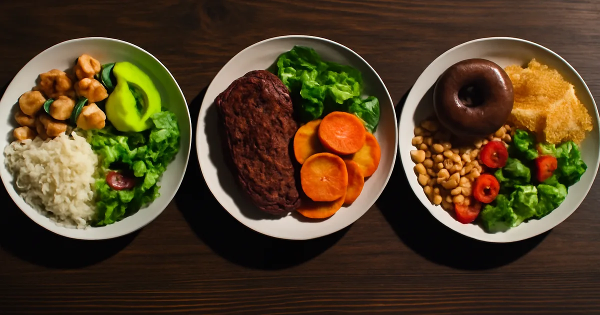 Trois assiettes alignées illustrant les approches Zone, Paleo et IIFYM en nutrition crossfit